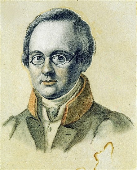 Portrait of Anton A. Delvig, 1830 (lithograph and w/c on paper) od Valerian Platonovich Langer