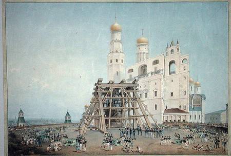 Raising of the Tsar-bell in the Moscow Kremlin in 1836 od Vasili Semenovich Sadovnikov