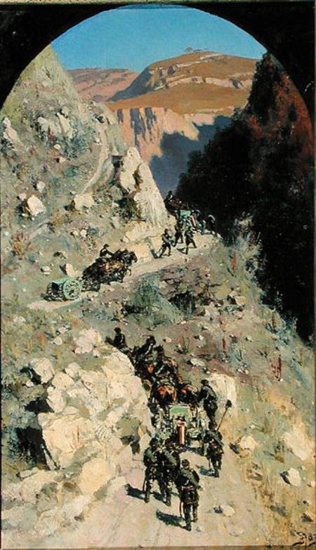 Artillery in the Caucasian mountains od Vasilij Dimitrijewitsch Polenov