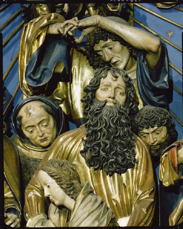 Der Krakauer Marienaltar: Der bärtige Apostel Paulus mit drei weiteren Aposteln od Veit Stoß