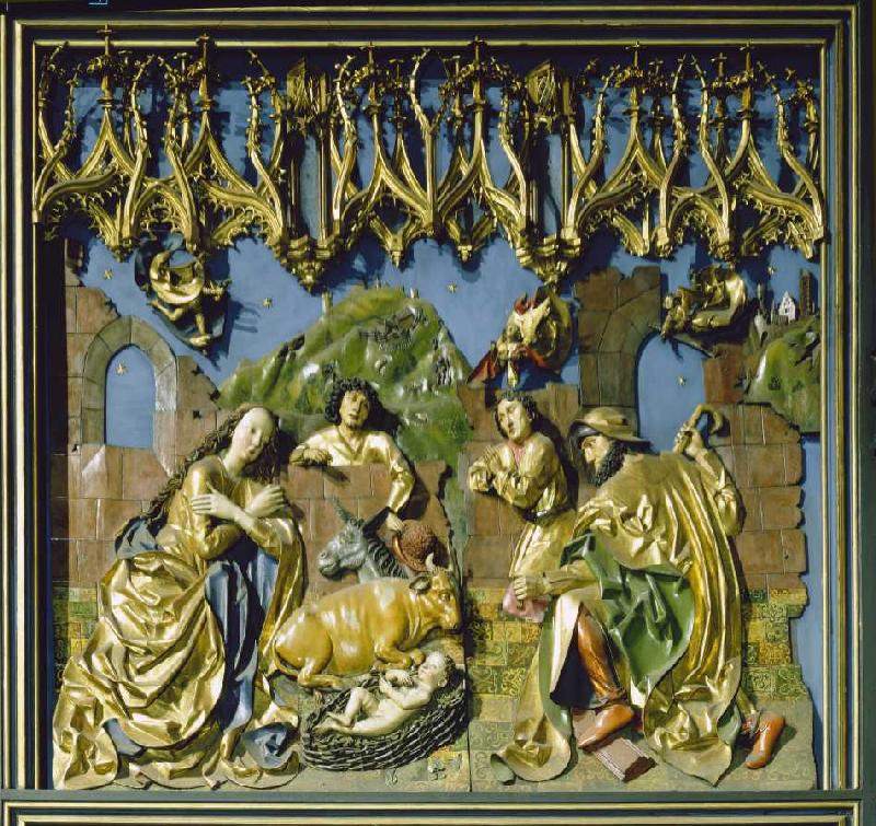 Der Krakauer Marienaltar: Die Geburt Christi (linkes mittleres Flügelrelief) od Veit Stoß