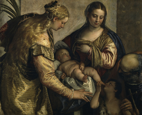 P.Veronese, Holy family and Barbara od Veronese, Paolo (eigentl. Paolo Caliari)