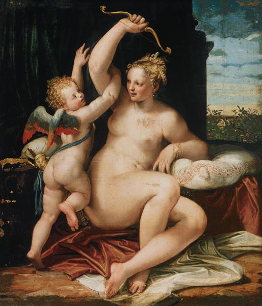 Cupido is disarmed by Venus. od Veronese, Paolo (eigentl. Paolo Caliari)