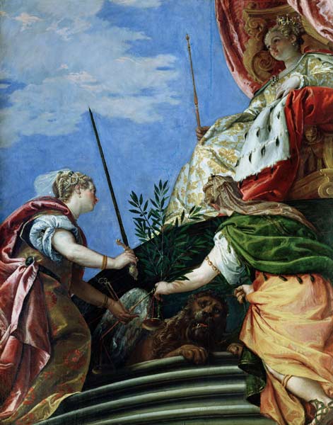 Venice enthroned between Justice and Peace od Veronese, Paolo (eigentl. Paolo Caliari)