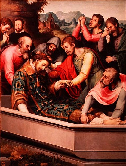 The Burial of St. Esteban od Vicente Juan (Juan de Juanes) Macip