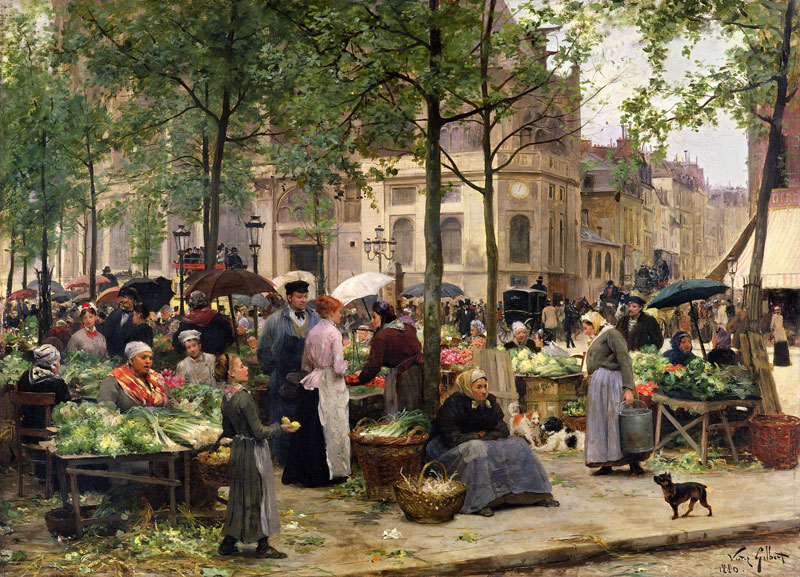 The Square in front of Les Halles od Victor Gabriel Gilbert