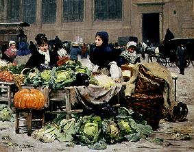 A vegetable stand in Le's hall Paris. od Victor Gabriel Gilbert