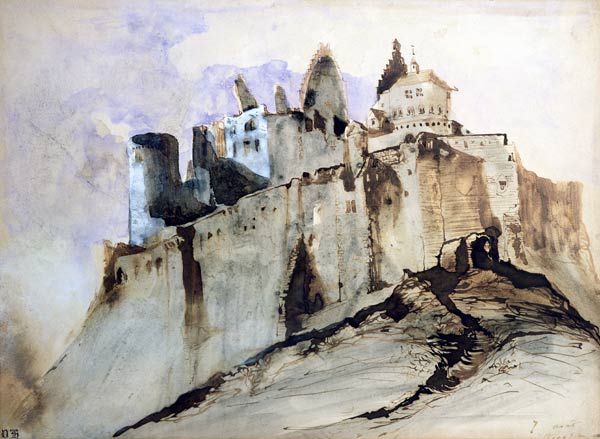 The Chateau of Vianden, 1871 (w/c, pen & ink and wash on paper) od Victor Hugo