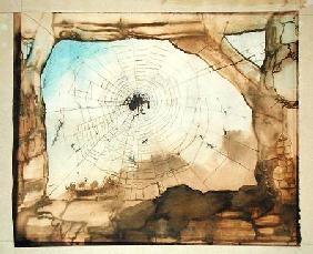 Vianden through a Spider's Web (pencil, India ink, sepia and w/c on