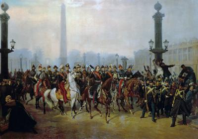 Napoleon III. with his stick on the Place de's La Concorde