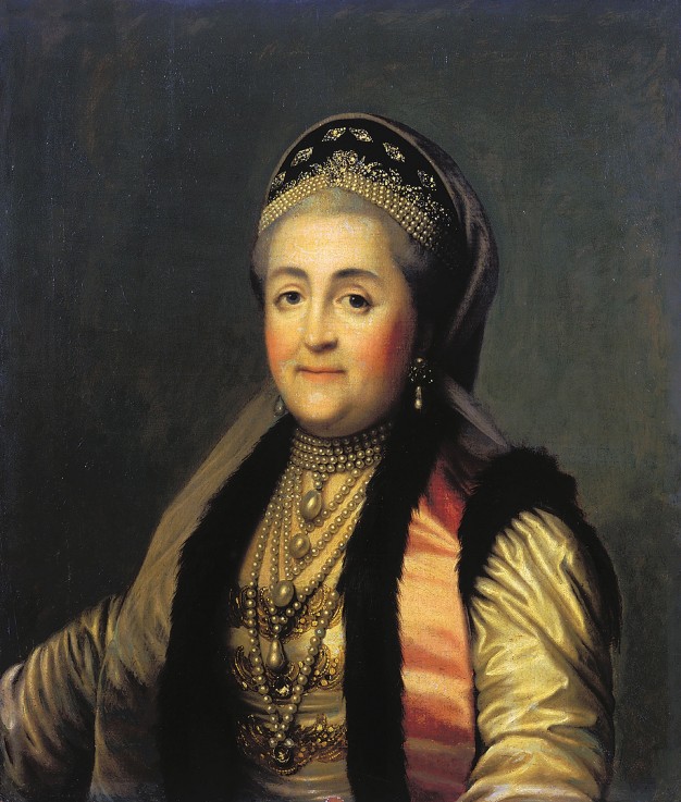 Portrait of Empress Catherine II (1729-1796) in kokoshnik od Vigilius Erichsen