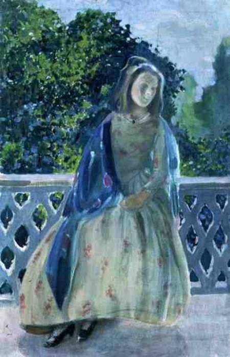 Girl on Balcony od Viktor Elpifidorowitsch Borissow-Mussatow