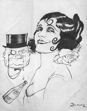 Caricature on actress of silent movies Pola Negri