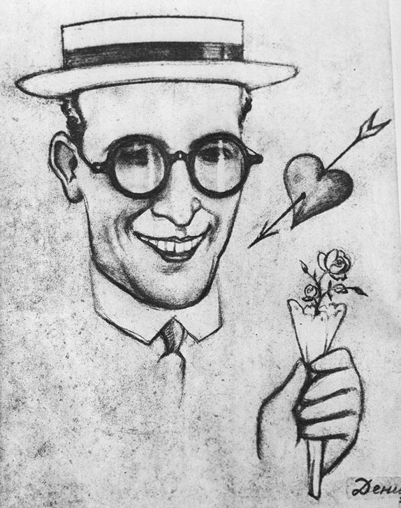 Caricature on American actor Harold Lloyd od Viktor Nikolaevich Deni
