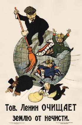 Genosse Lenin säubert die Erde vom Unrat (Plakat)