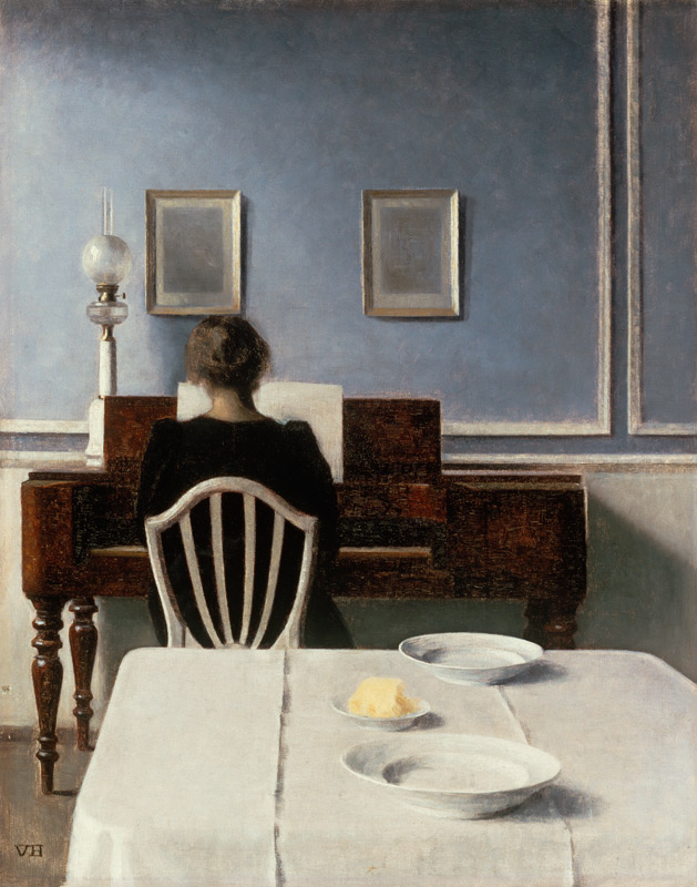 Interior with a Girl at the Piano od Vilhelm Hammershoi