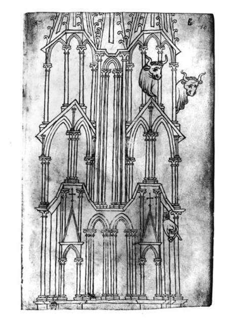 Elevation of the tower of Laon Cathedral od Villard  de Honnecourt