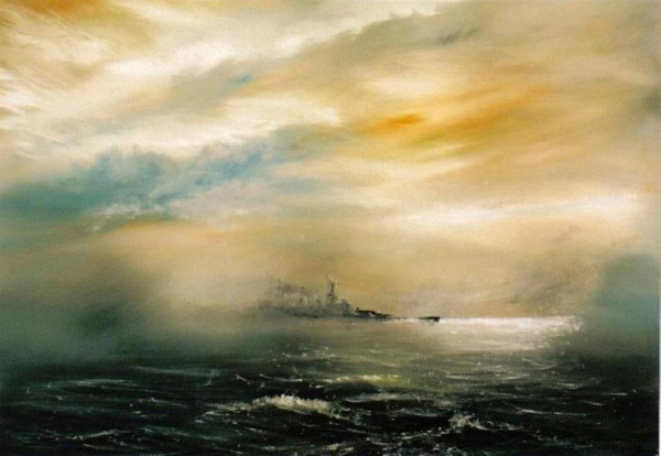 Dawn before the dawn of disaster HMS Hood 1941 od Vincent Alexander Booth