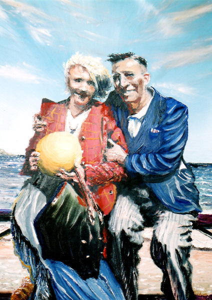 Gran and Granddad with ball at the seaside od Vincent Alexander Booth