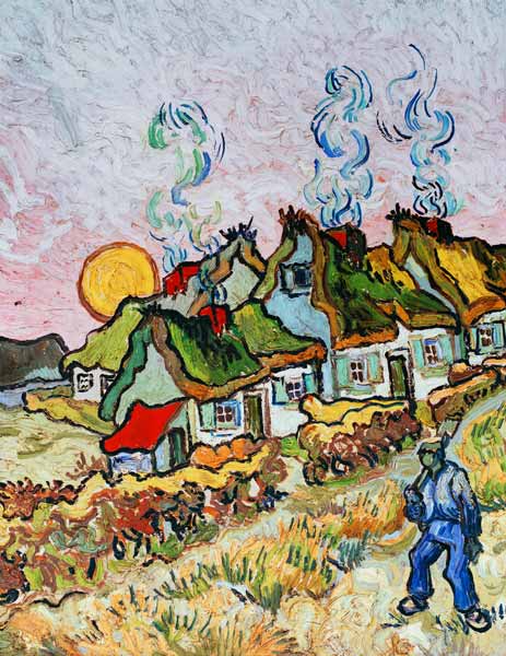 van Gogh / Farmhouses at sunset / 1890 od Vincent van Gogh