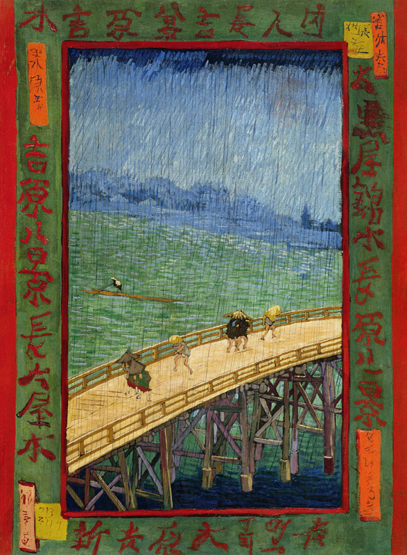 n.Hiroshige, Brücke im Regen od Vincent van Gogh