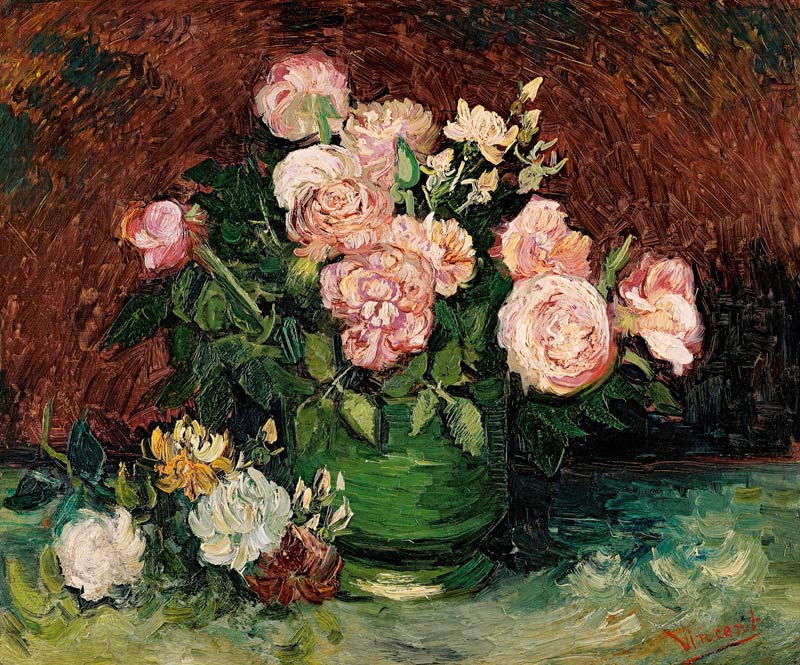 Bowl with peonies and roses od Vincent van Gogh