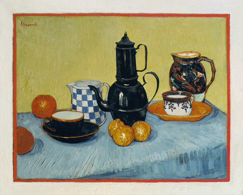 Still Life with Blue Enamel Coffeepot, Earthenware and Fruit od Vincent van Gogh