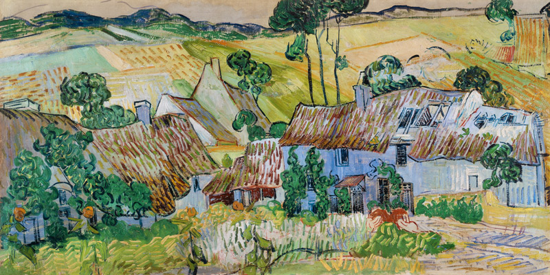 Thatched houses in front of a hill od Vincent van Gogh