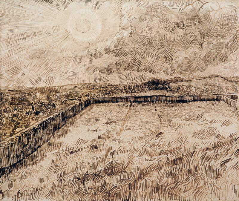 V.van Gogh, Sun above Field /Draw./1889 od Vincent van Gogh