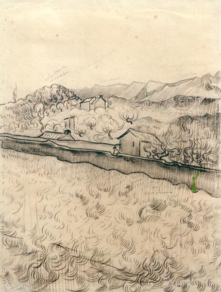 V.V.Gogh, Enclosed Field / Drawing /1890 od Vincent van Gogh