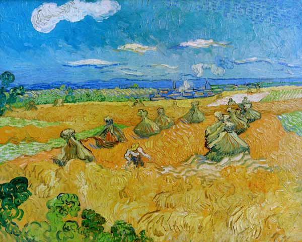 V.v.Gogh, Wheat Field w.Reaper/Ptg./1890 od Vincent van Gogh
