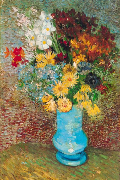 Flowers in a blue vase od Vincent van Gogh