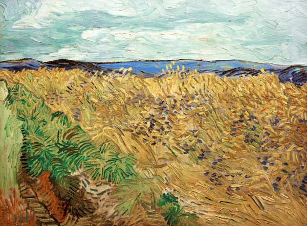 pole, &#269;ekanka modrá od Vincent van Gogh