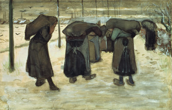 Miners' wives carrying sacks of coal od Vincent van Gogh
