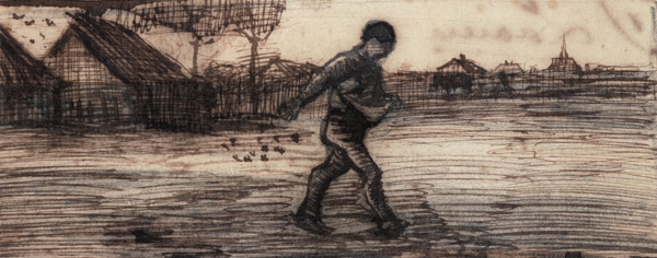 The Sower, from a Series of Four Drawings Symbolizing the Four Seasons (pencil, pen and brown od Vincent van Gogh