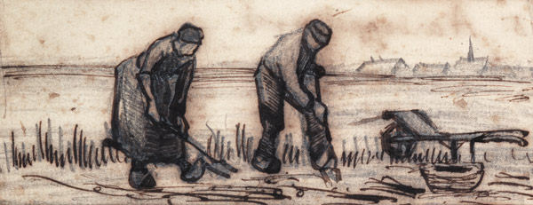 The Potato Harvest, from a Series of Four Drawings Symbolizing the Four Seasons (pencil, pen and bro od Vincent van Gogh