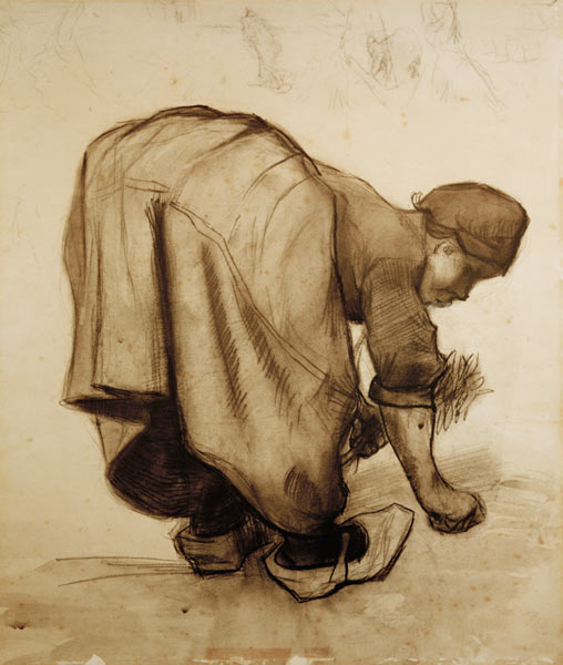 Van Gogh, Peasant Woman Gleaning /Draw. od Vincent van Gogh