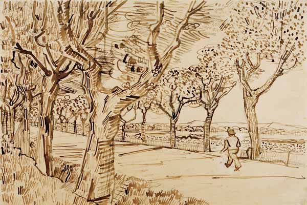 V.v.Gogh, Road to Tarascon /Drawing/1888 od Vincent van Gogh