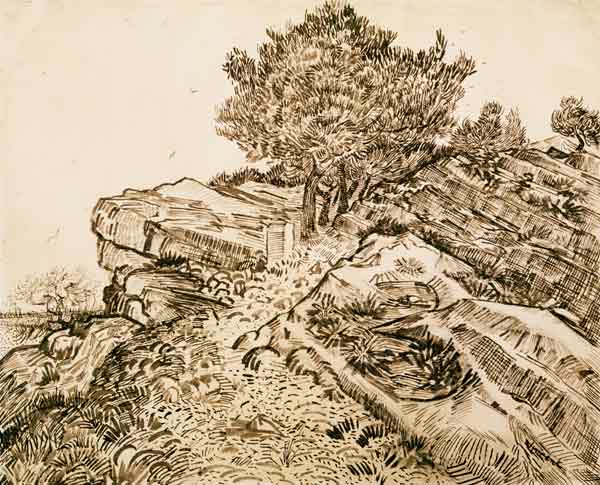 V.v.Gogh, Rock of Montmajour /Draw./1888 od Vincent van Gogh