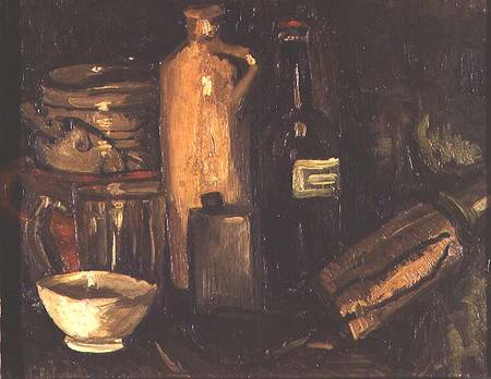 Still life with pots, bottles and flasks od Vincent van Gogh