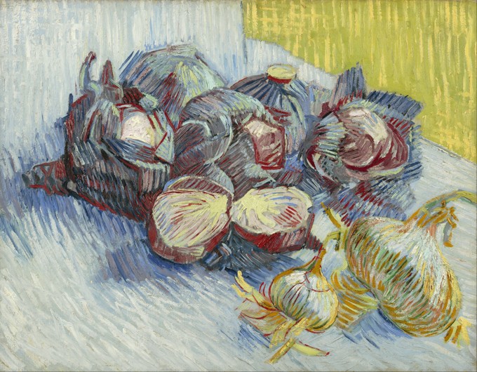 Still life with red cabbage and onions od Vincent van Gogh