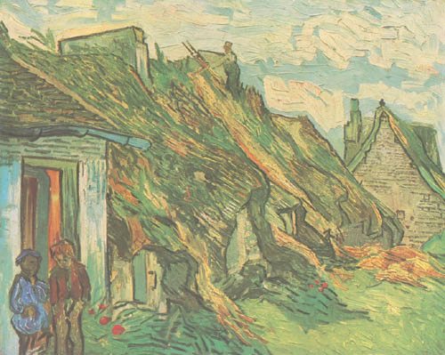 Thatched huts in Chaponval od Vincent van Gogh
