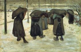 Miners' wives carrying sacks of coal