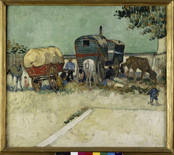 Van Gogh / Gypsy camp, horse-drawn wag. od Vincent van Gogh