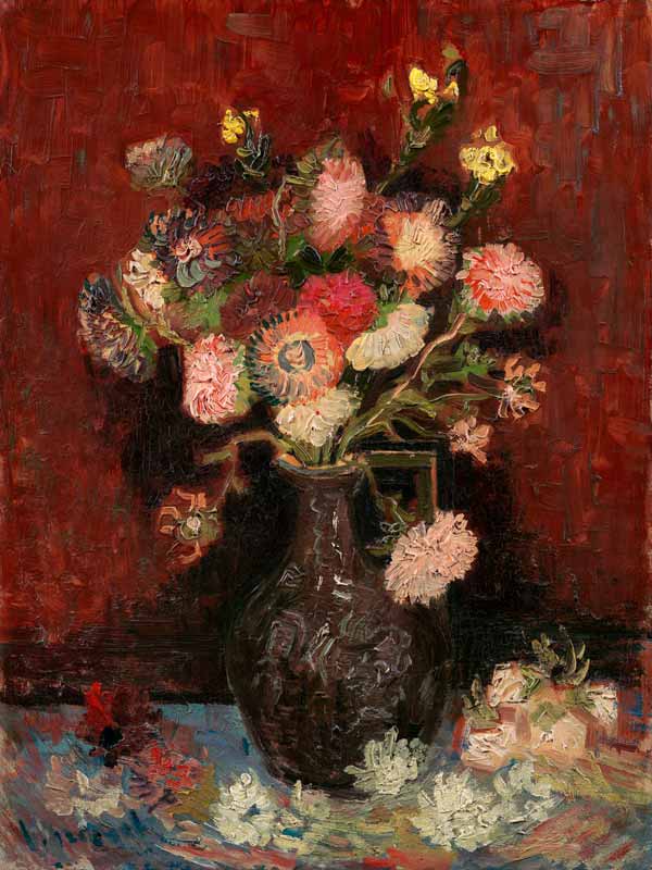 Vase with Chinese asters and gladioli od Vincent van Gogh