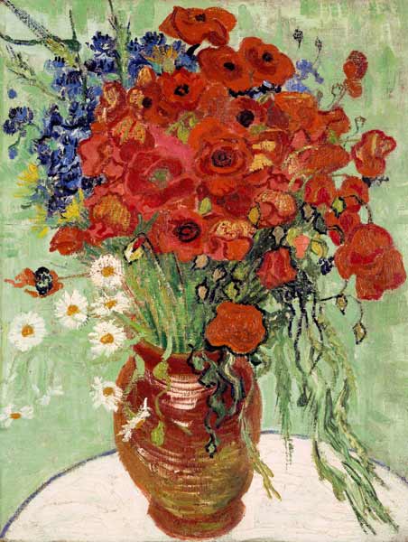 Still Life, Vase with Daisies and Poppies od Vincent van Gogh