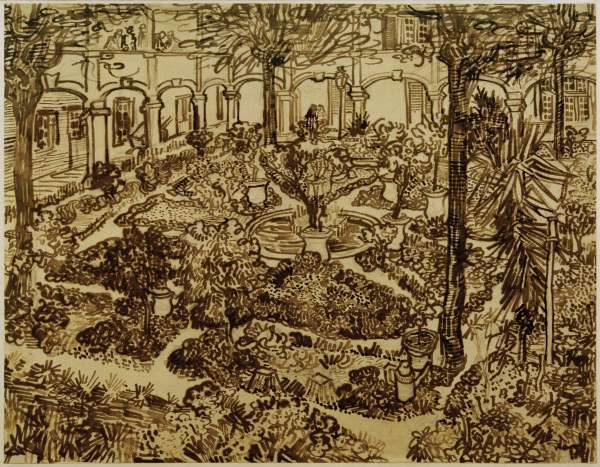 v.Gogh, Courtyard of the Hospital /Draw. od Vincent van Gogh