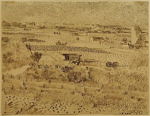 V.v.Gogh, Harvest, La Caru /Draw./ 1888 od Vincent van Gogh