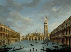 The Markusplatz in Venice at high water od Vincenzo Chilone