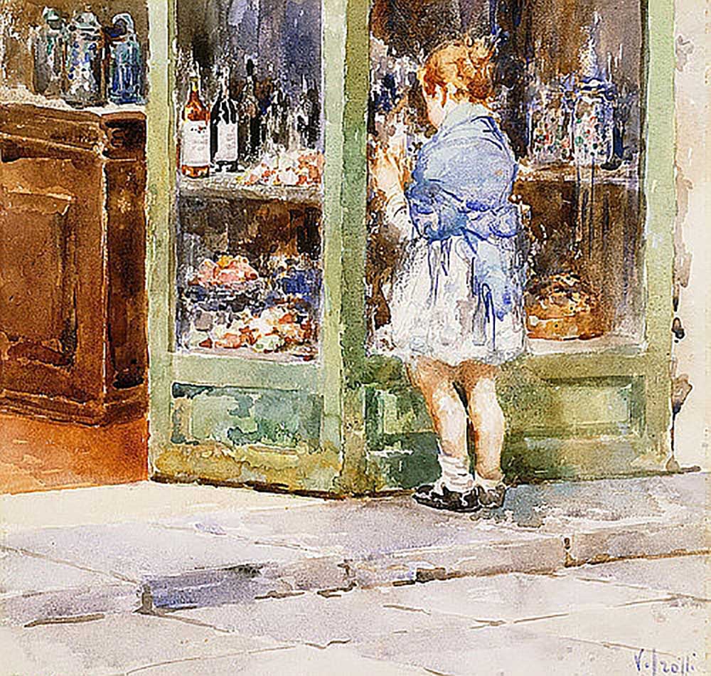 A girl at a shop window od Vincenzo Irolli